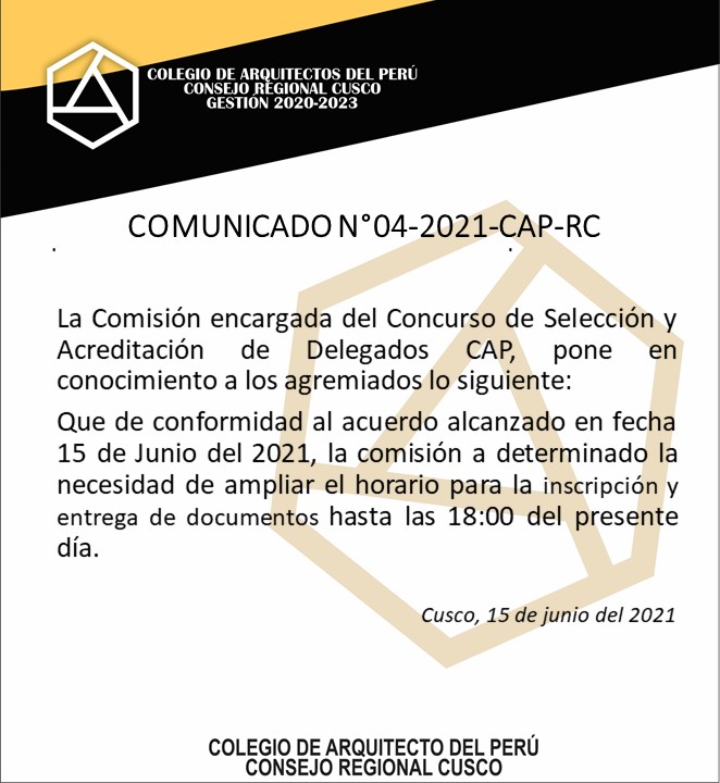 Comunicado N° 04-2021-CAP-RC